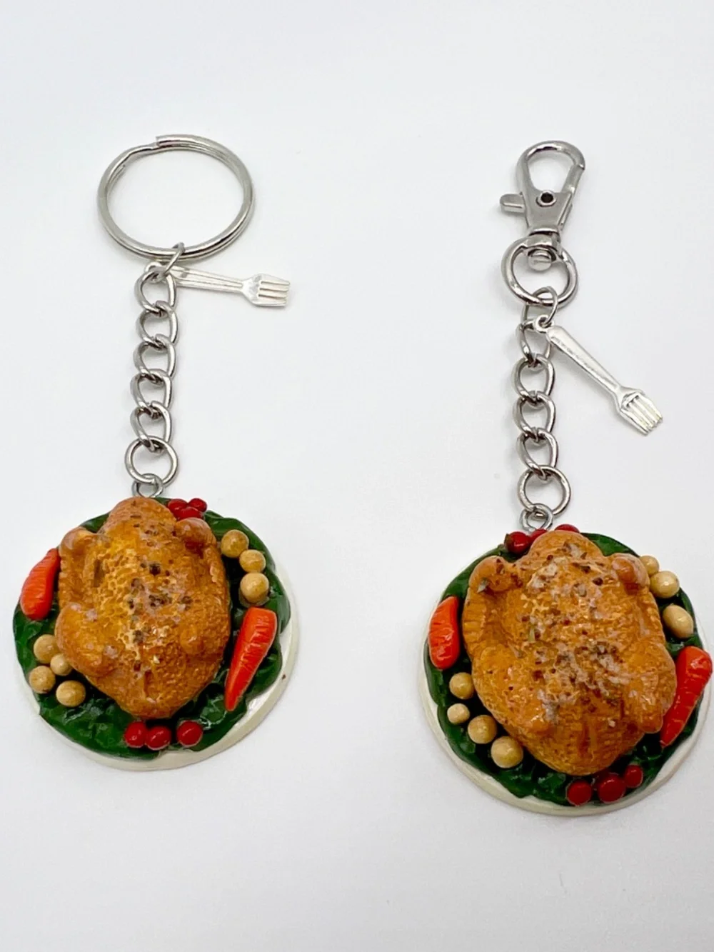 Thanksgiving Turkey Platter Keychain or Bag Clip | Handmade Mini Food Accessory